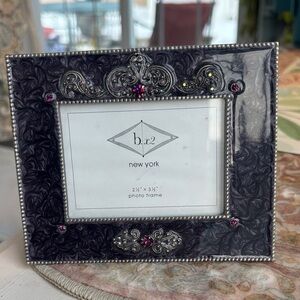 Ornate Enamel Purple and Silver Frame gem accents